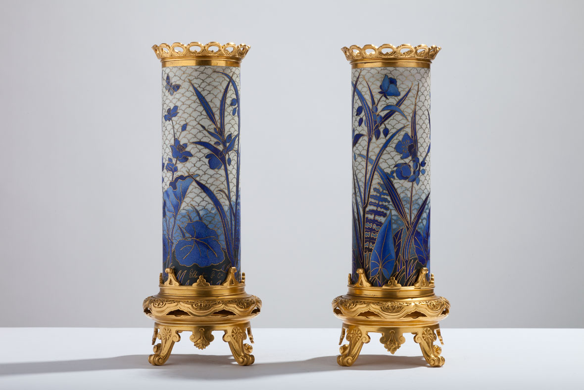 Pair of Elkington Cloisonne Vases